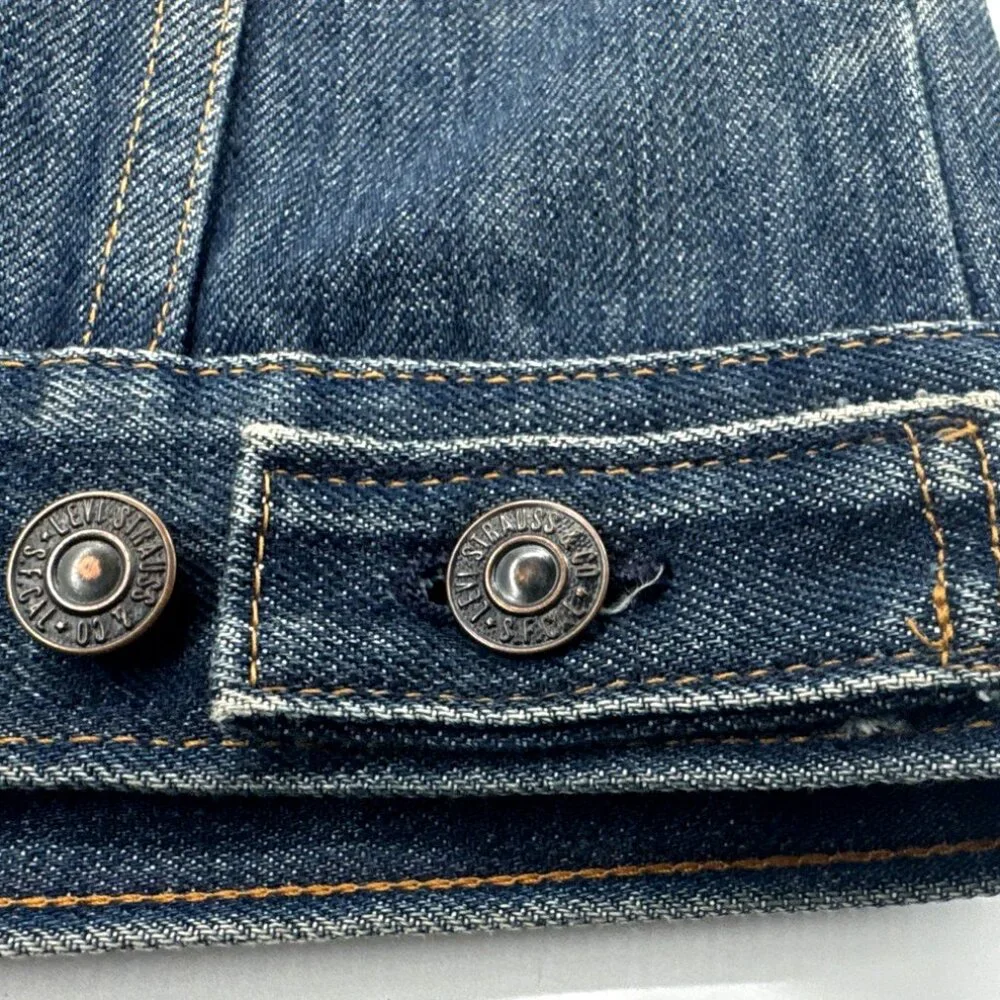 Vintage 70s Levi's Orange Tab Denim Jacket Mens CROP Small Trucker USA Indigo - Picture 6 of 16